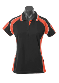 Aussie Pacific Ladies Murray Polo Shirt 2300 Casual Wear Aussie Pacific Black/Orange/White 8 