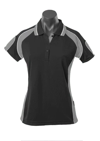 Aussie Pacific Ladies Murray Polo Shirt 2300 Casual Wear Aussie Pacific Black/Ashe/White 8 