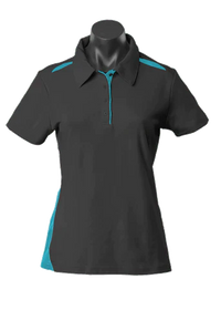 Aussie Pacific Ladies Paterson Polo Shirt 2305 Casual Wear Aussie Pacific Black/Teal 6 