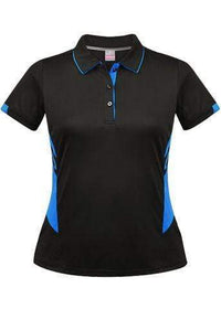 Aussie Pacific Ladies Tasman Polo Shirt 2311 Casual Wear Aussie Pacific Black/Cyan 6 