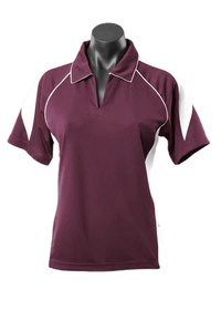 Aussie Pacific Premier Ladies Polo Shirt 2301 Casual Wear Aussie Pacific Burgundy/White 8 