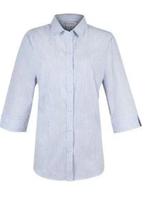 Aussie Pacific Ladies Bayview 3/4 Sleeve Shirt 2906T Corporate Wear Aussie Pacific White/Sky 4 