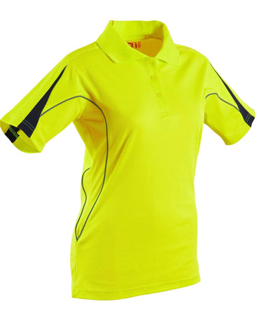 Australian Industrial Wear Work Wear Fluoro Yellow/Navy / 8 HI-VIS LEGEND SHORT SLEEVE POLO Ladies' SW26A