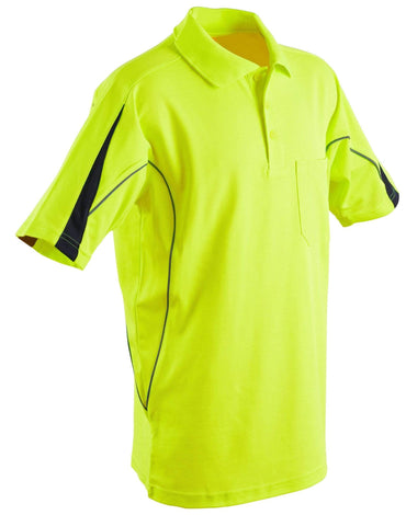 Australian Industrial Wear Work Wear Fluoro Yellow/Navy / S HI-VIS LEGEND SHORT SLEEVE POLO Mens' SW25A