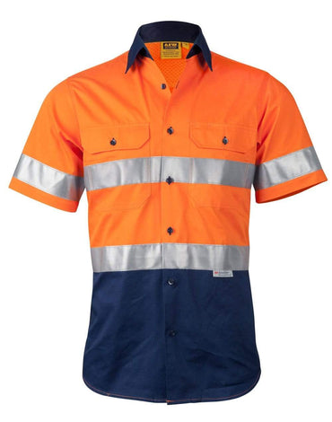 Australian Industrial Wear Work Wear Fluoro Orange/Navy / S SHORT SLEEVE SAFETY SHIRT SW59