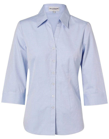 Benchmark Corporate Wear Blue / 6 BENCHMARK Women's Fine Chambray 3/4 Sleeve Shirt M8013