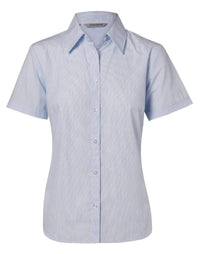 Benchmark Corporate Wear Pale Blue / 6 BENCHMARK Women's Fine Stripe Short Sleeve Shirt M8211