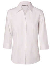 Benchmark Corporate Wear White / 6 BENCHMARK Women's Fine Twill 3/4 Sleeve Shirt M8030Q