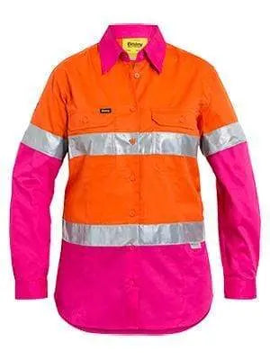 Bisley Workwear Work Wear BISLEY WORKWEAR WOMENS 3M TAPED COOL LIGHTWEIGHT HI VIS SHIRT  - LONG SLEEVE BL6696T