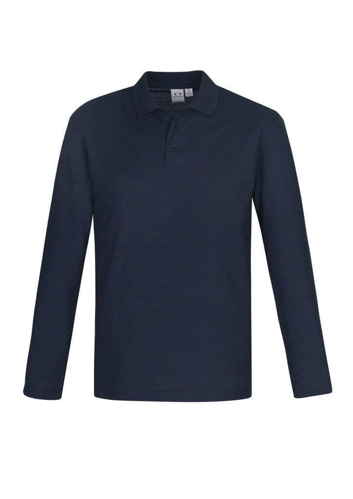 Biz Care Casual Wear Navy / S Biz Collection Crew Mens L/S Polo P400ML