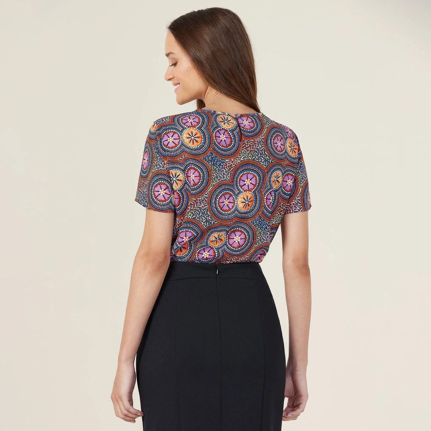 NNT Bush Tucker Indigenous Print Blouse CATUSV - City Workwear