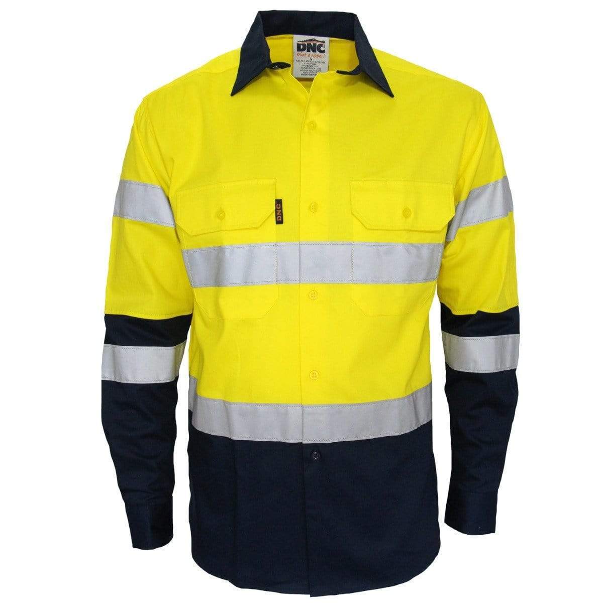DNC Workwear Work Wear Yellow/Navy / S DNC WORKWEAR Hi-Vis 2-tone Bio-Motion Taped Shirt 3976