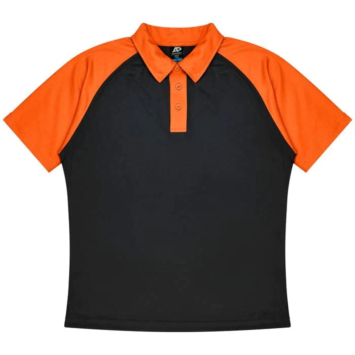 Aussie Pacific Manly Mens Polo 1318  Aussie Pacific BLACK/ELECTRIC ORANGE S 