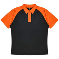 Aussie Pacific Manly Mens Polo 1318  Aussie Pacific BLACK/ELECTRIC ORANGE S 