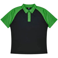 Aussie Pacific Manly Mens Polo 1318  Aussie Pacific BLACK/KAWA GREEN S 