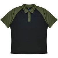 Aussie Pacific Manly Mens Polo 1318  Aussie Pacific BLACK/ARMY GREEN S 