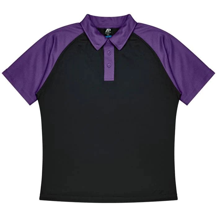 Aussie Pacific Manly Mens Polo 1318  Aussie Pacific BLACK/ELECTRIC PURPLE S 