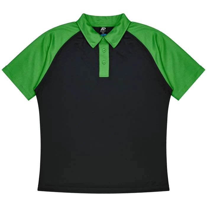 Aussie Pacific Manly Kids Polo Shirt 3318  Aussie Pacific BLACK/KAWA GREEN 4 