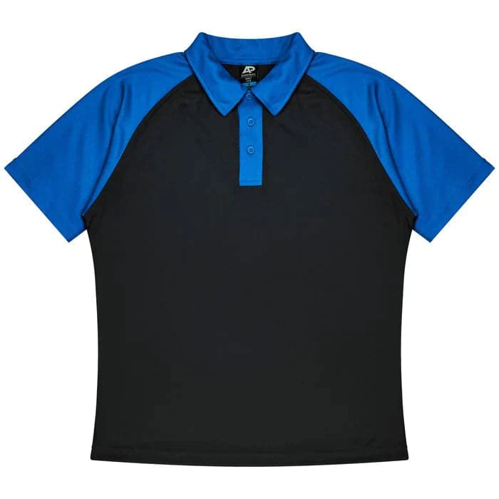 Aussie Pacific Manly Kids Polo Shirt 3318  Aussie Pacific BLACK/ELECTRIC ROYAL 4 