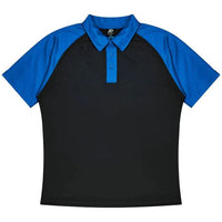 Aussie Pacific Manly Kids Polo Shirt 3318  Aussie Pacific BLACK/ELECTRIC ROYAL 4 