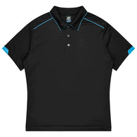 Aussie Pacific Currumbin Kids Polo Shirt 3320  Aussie Pacific BLACK/CYAN 4 