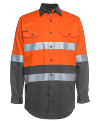 Jb's Wear Work Wear Orange/Charcoal / 3XS JB'S Hi-Vis Long Sleeve Work Shirt 6DNWL