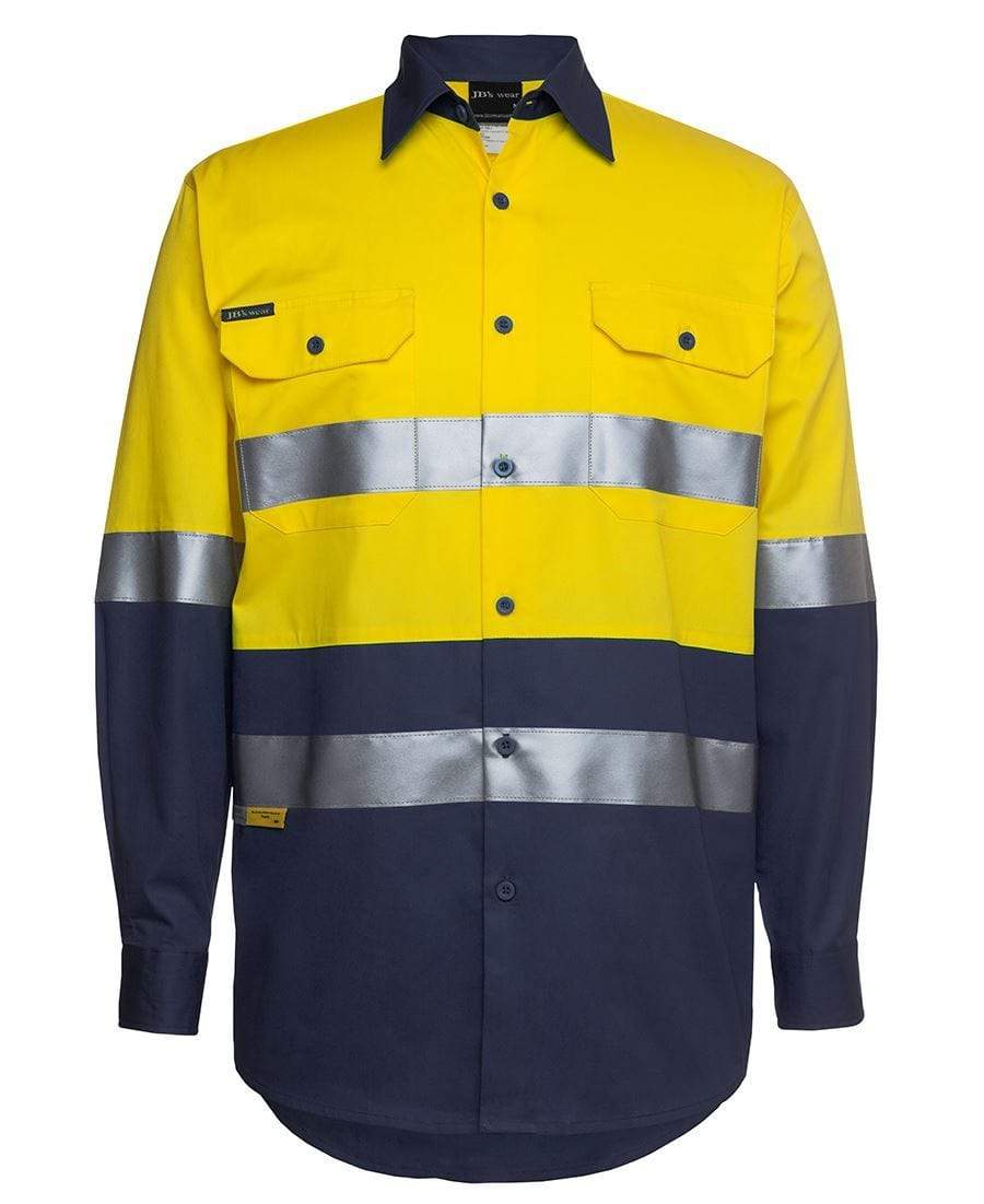 Jb's Wear Work Wear Yellow/Navy / 3XS JB'S Hi-Vis Long Sleeve Work Shirt 6DNWL