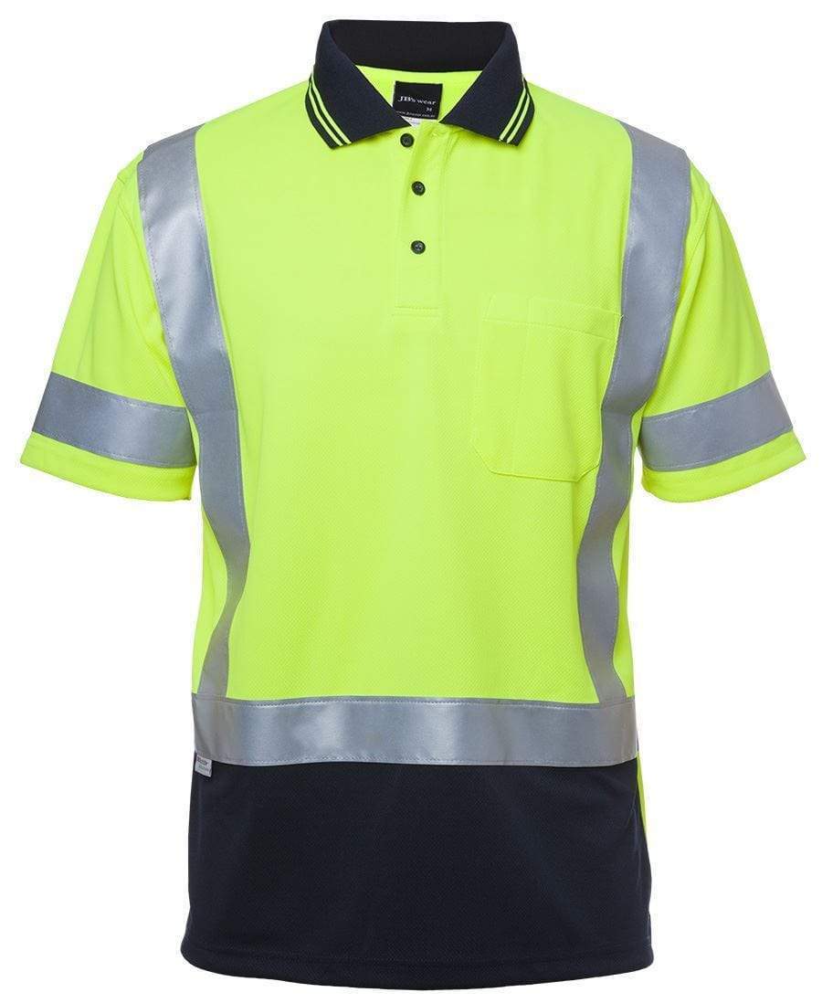 Jb's Wear Work Wear Lime/Navy / XS JB'S Hi-Vis Short Sleeve H Pattern Trad Polo 6DHS