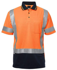 Jb's Wear Work Wear Orange/Navy / XS JB'S Hi-Vis Short Sleeve H Pattern Trad Polo 6DHS