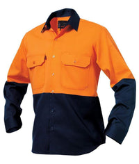 KingGee Work Wear KingGee Hi-Vis Spliced Drill Shirt L/S  K54015