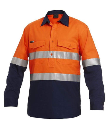 KingGee Work Wear Orange/Navy / 2XS KingGee Workcool 2 Reflective Spliced Closed Front Shirt L/S  K54886