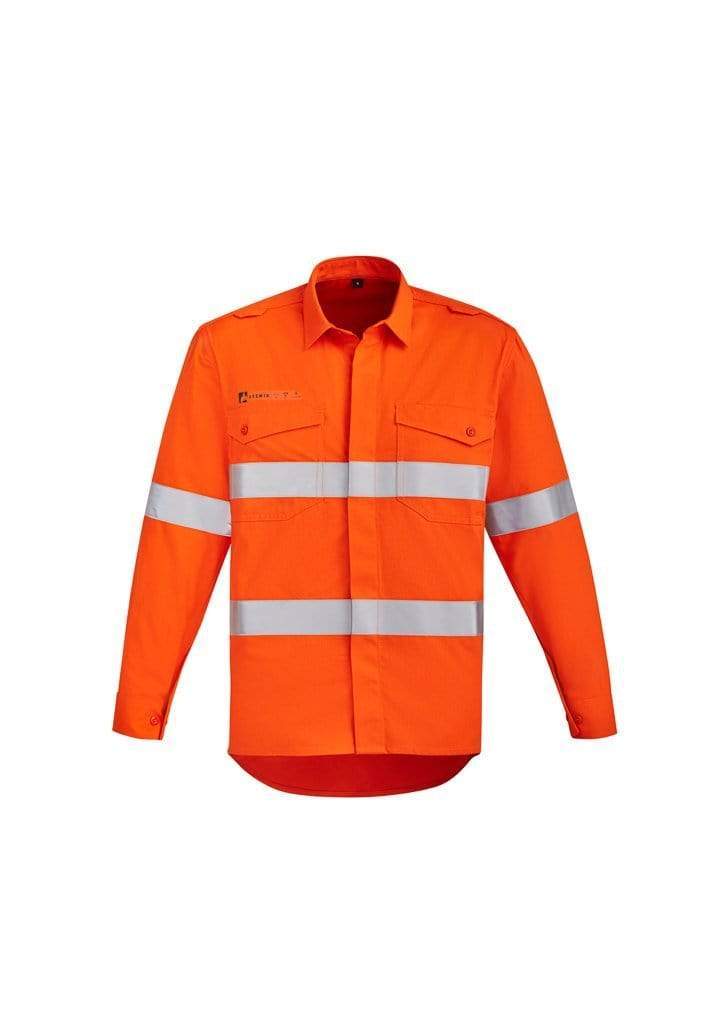 Syzmik Work Wear Orange / S SYZMIK mens oranhe hrc-2 hoop taped open front spliced shirt zw145
