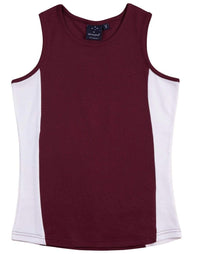 Winning Spirit Casual Wear Maroon/White / 12 WINNING SPIRIT TEAMMATE SINGLET Ladies  TS17