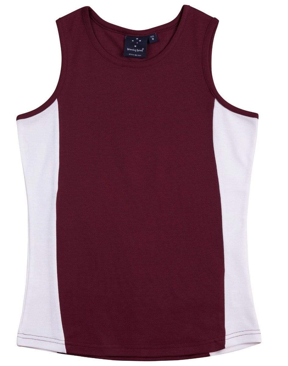 Winning Spirit Casual Wear Maroon/White / 14 WINNING SPIRIT TEAMMATE SINGLET Ladies  TS17