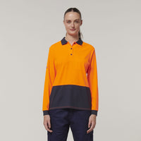 Hard Yakka Women's Long Sleeve Hi Vis Polo Shirt Y08603