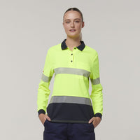 Hard Yakka Women's Long Sleeve Hi Vis Taped Polo Shirt Y08604